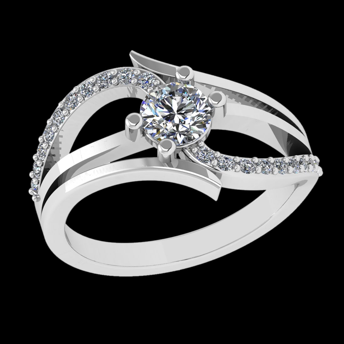 0.72 Ctw SI1/SI2 Diamond 10k white Gold Engagement Ring (ALL DIAMOND ARE LA