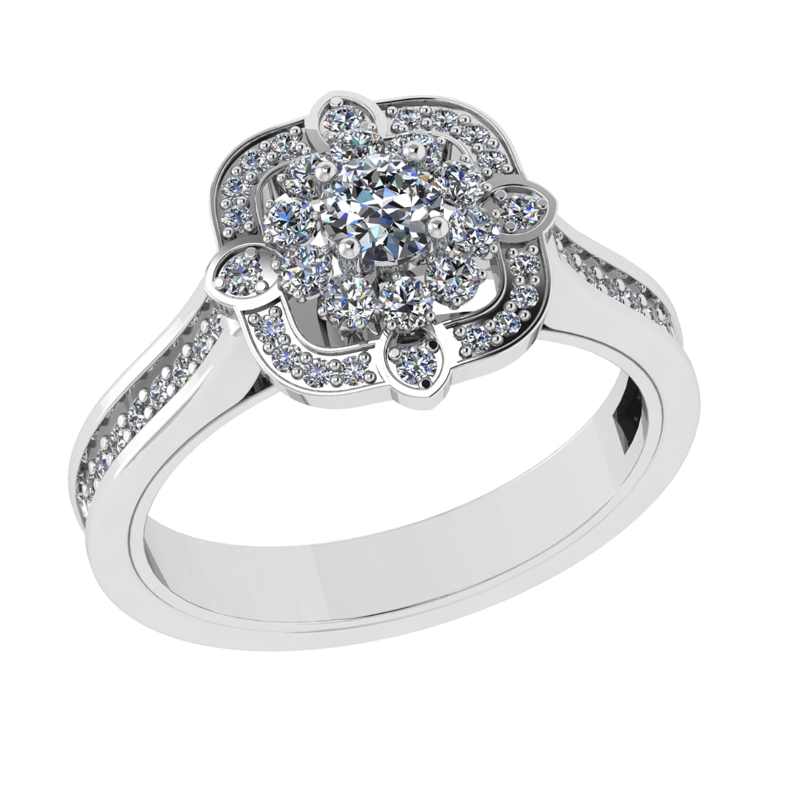 0.82 Ctw VS/SI1 Diamond 14k white Gold Engagement Ring: Center Daimond Weight :-0.25 Ctw ( Round Cut) Color : G-H Clarity : VS/SI1 Side Diamond Weight Of Ctw 0.57 Ctw Color : G-H Clarity : VS/SI1 Daimond Setting : Prong Metal Weight : Approx 4.33 gram 14k 