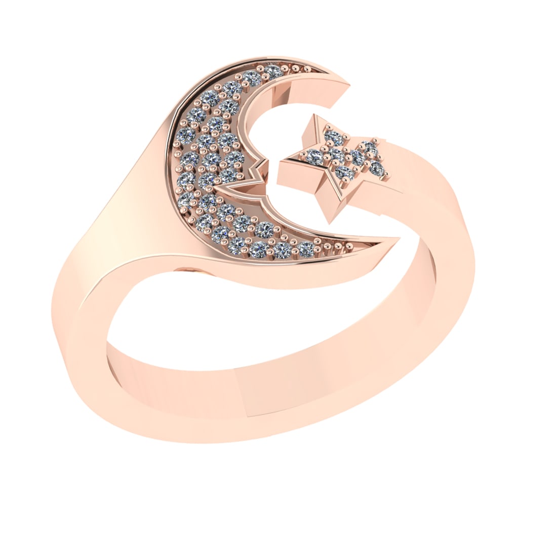 0.17 Ctw VS/SI1 Diamond 14k Rose Gold Cuslter Engagement Ring