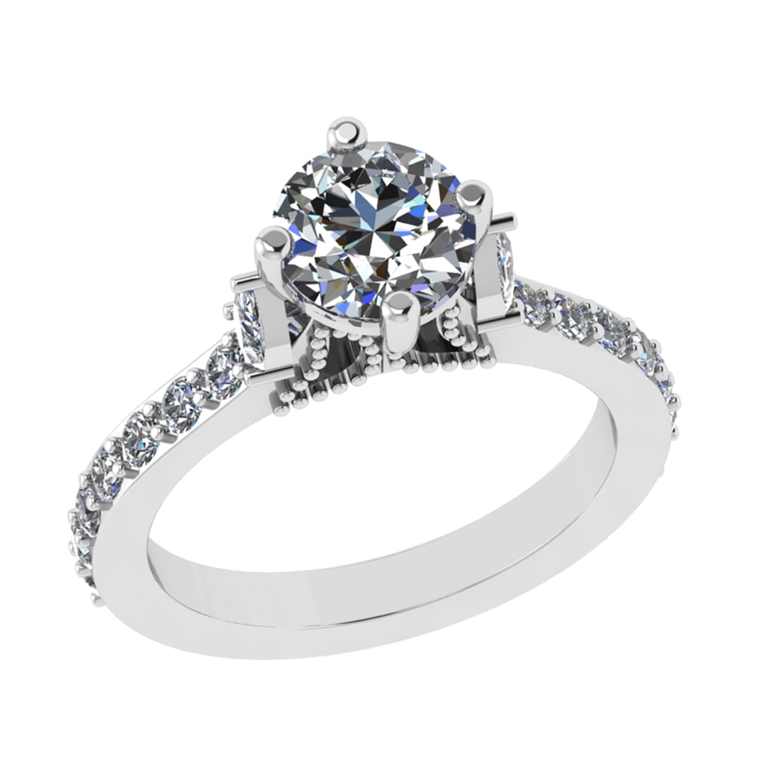 3.29 Ctw VS/SI1 Diamond 14k white Gold Engagement Ring (ALL DIAMOND ARE LAB: Center Daimond Weight :-2.80 Ctw ( Round ) Color : G-H Clarity : VS/SI1 Side Diamond Weight Of Ctw 0.49 Ctw Color : G-H Clarity : VS/SI1 Daimond Setting : Prong Metal Weight : Approx 4.45 gram 14k Whi