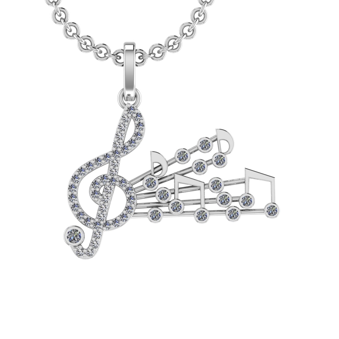 0.57 Ctw SI2/SI1 Diamond 14k White Gold musical instruments theme Pendant (: Total Diamond Weight :-0.57 Ctw (Round cut) Color :- G-H Clarity : SI2/SI1 Setting : Prong Metal Weight : Approx 3.40gram 14k White Gold musical instruments theme Pendant (ALL DIAMOND ARE LAB GROWN) #