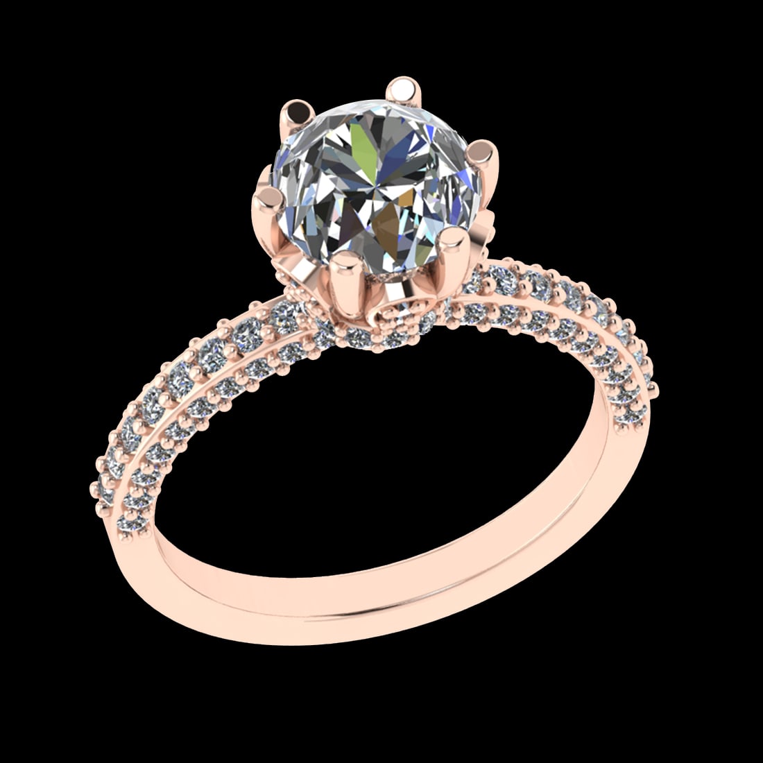 2.44 Ctw VS/SI1 Diamond Prong Set 10K Rose Gold Engagement Ring: Center Daimond Weight :-1.67 Ctw ( Round Cut) Color : J-K Clarity : VS/SI1 Side Diamond Weight Of Ctw 0.77 Ctw Color : J-K Clarity : VS/SI1 Daimond Setting : Prong Metal Weight : Approx 4.56 gram 10K 