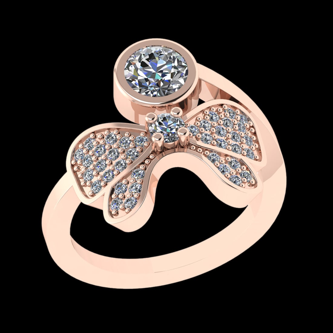 0.97 Ctw VS/SI1 Diamond 10k Rose Gold Engagement Ring (ALL DIAMOND ARE LAB: Center Daimond Weight :-0.56 Ctw ( Round Cut) Color : J-K Clarity : VS/SI1 Side Diamond Weight Of Ctw 0.41 Ctw Color : J-K Clarity : VS/SI1 Daimond Setting : Prong Metal Weight : Approx 5.61 gram 10k 