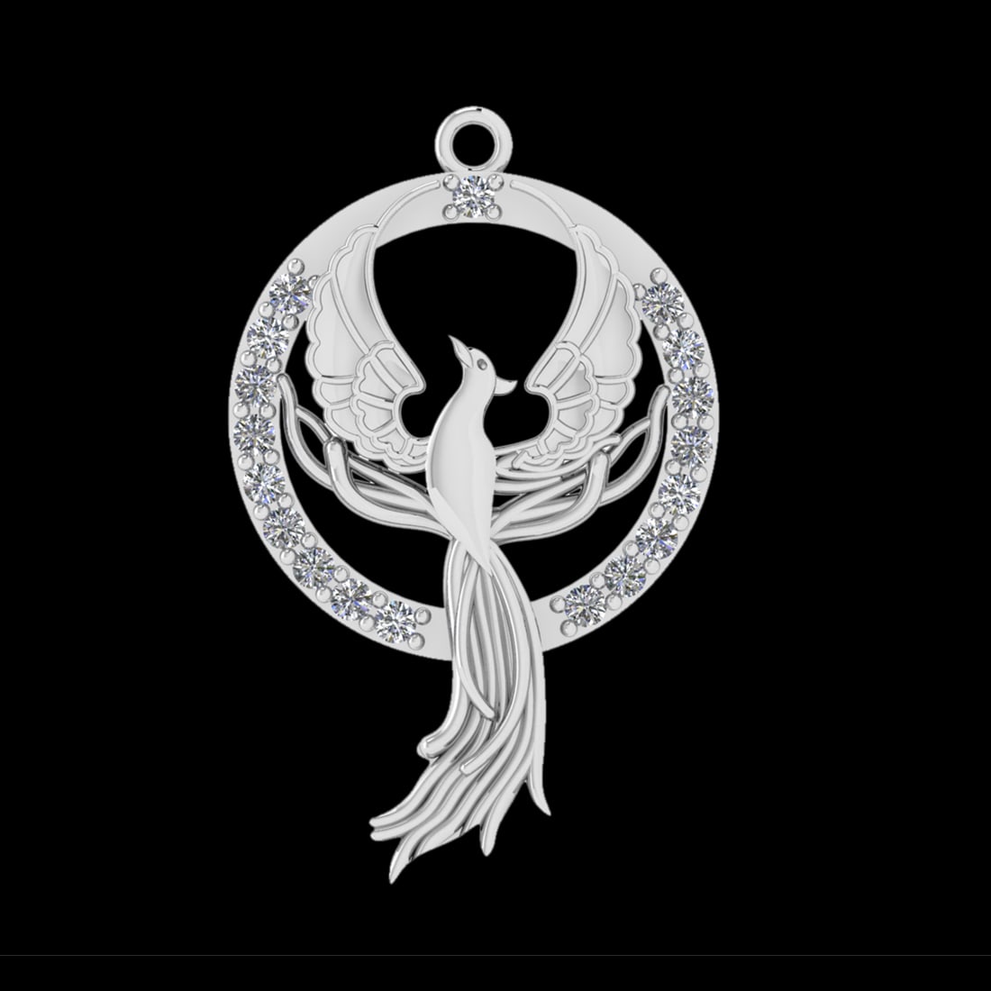 0.21 CtwVS/SI1 Diamond 10k white Gold Birds Theme Pendant (ALL DIAMOND ARE