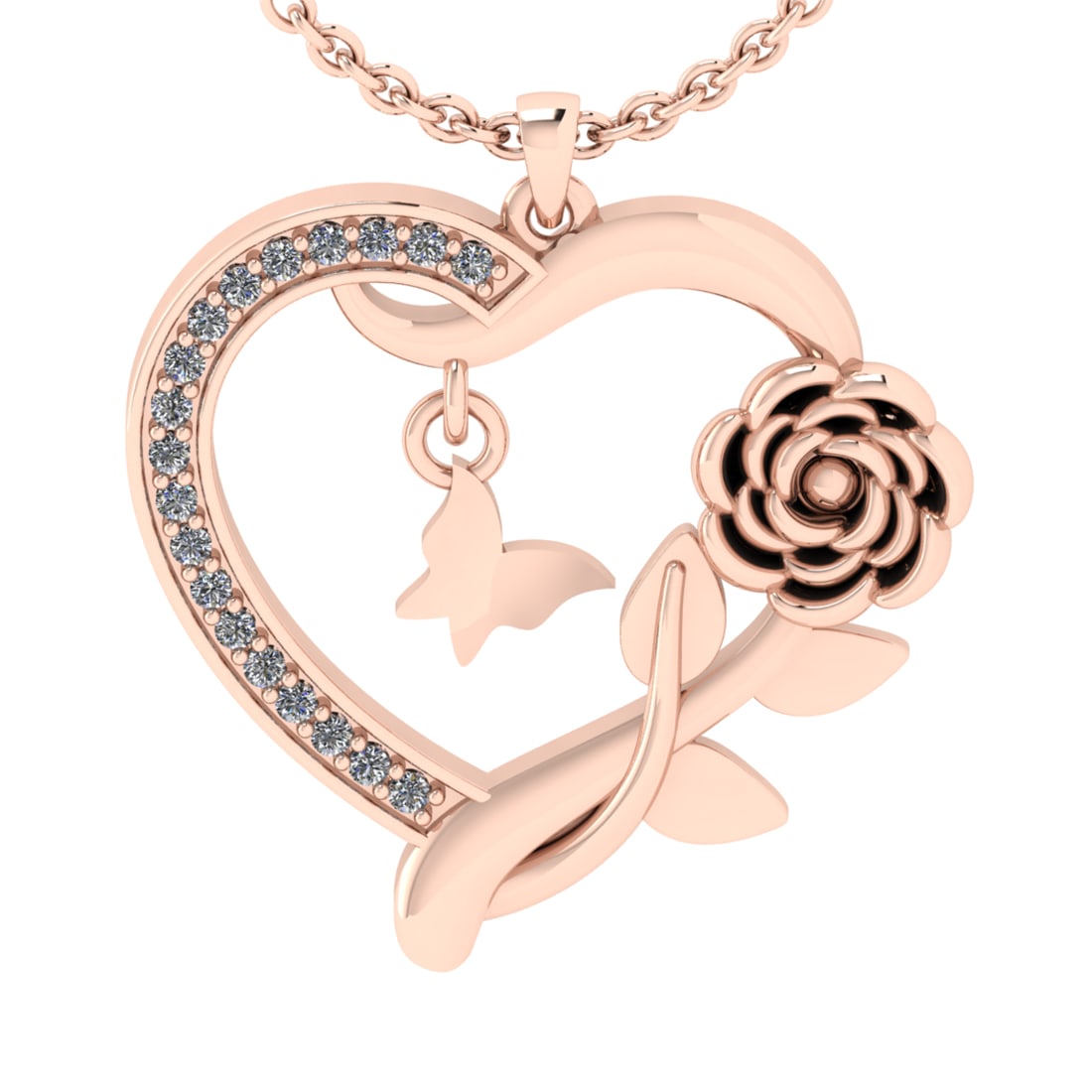 0.25 Ctw VS/SI1 Diamond 14k Rose Gold Pandant (ALL DIAMOND ARE LAB GROWN )