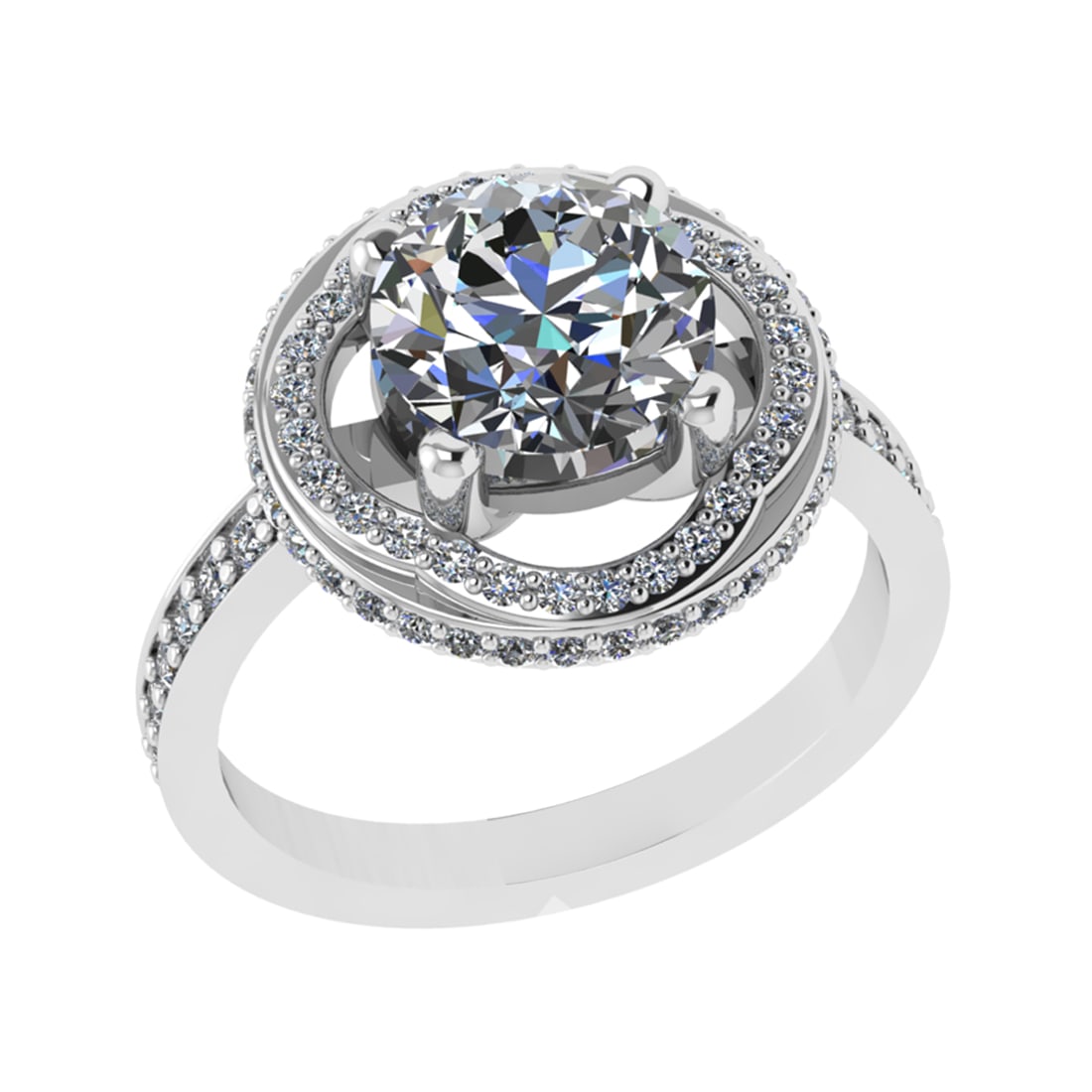 3.12 Ctw VS/SI1 Diamond Prong Set 14k white Gold Engagement Ring (ALL DIAMO: Center Daimond Weight :-2.00 Ctw ( Round Cut) Color : G-H Clarity : VS/SI1 Side Diamond Weight Of Ctw 1.12 Ctw Color : G-H Clarity : VS/SI1 Daimond Setting : Prong Metal Weight : Approx 4.91 gram 14k 