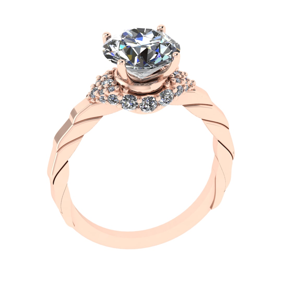 2.82 Ctw SI1/SI2 Diamond Prong Set 14k Rose Gold Engagement Ring (ALL DIAMO: Center Daimond Weight :-2.43 Ctw ( Round Cut) Color : G-H Clarity : SI1/SI2 Side Diamond Weight Of Ctw 0.39 Ctw Color : G-H Clarity : SI1/SI2 Daimond Setting : Prong Metal Weight : Approx 4.20 gram 14