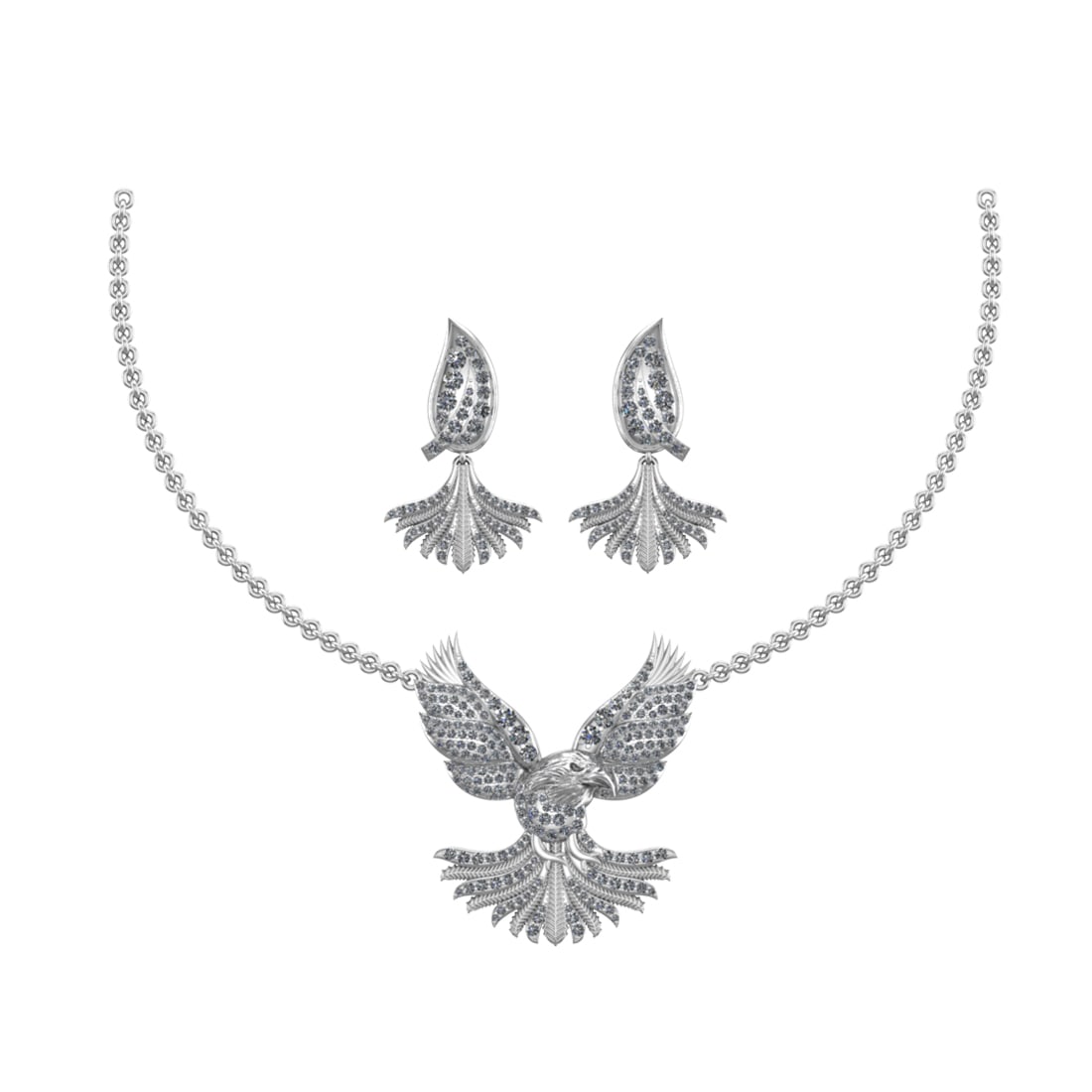 3.64 Ctw SI2/SI1 Diamond Prong Set 14k white Gold Eagle Theme Pendant (ALL