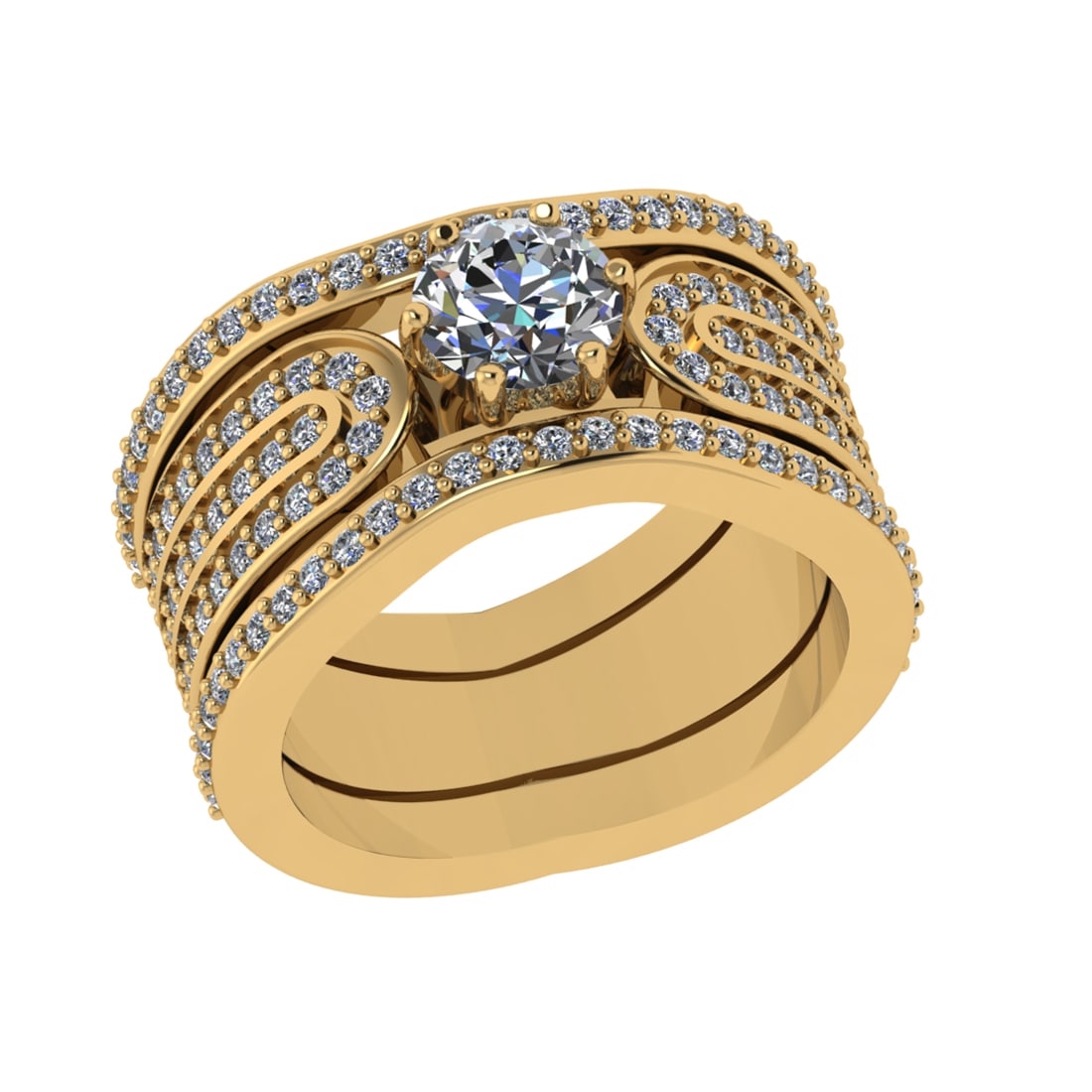 1.81 Ctw SI1/SI2 Diamond 14k Yellow Gold Engagement Ring (ALL DIAMOND ARE L: Center Daimond Weight :-0.84 Ctw (Round Cut) Color : G-H Clarity : SI1/SI2 Side Diamond Weight Of Ctw 0.97 Ctw Color : G-H Clarity : SI1/SI2 Daimond Setting : Prong Metal Weight : Approx 8.36 gram 14k