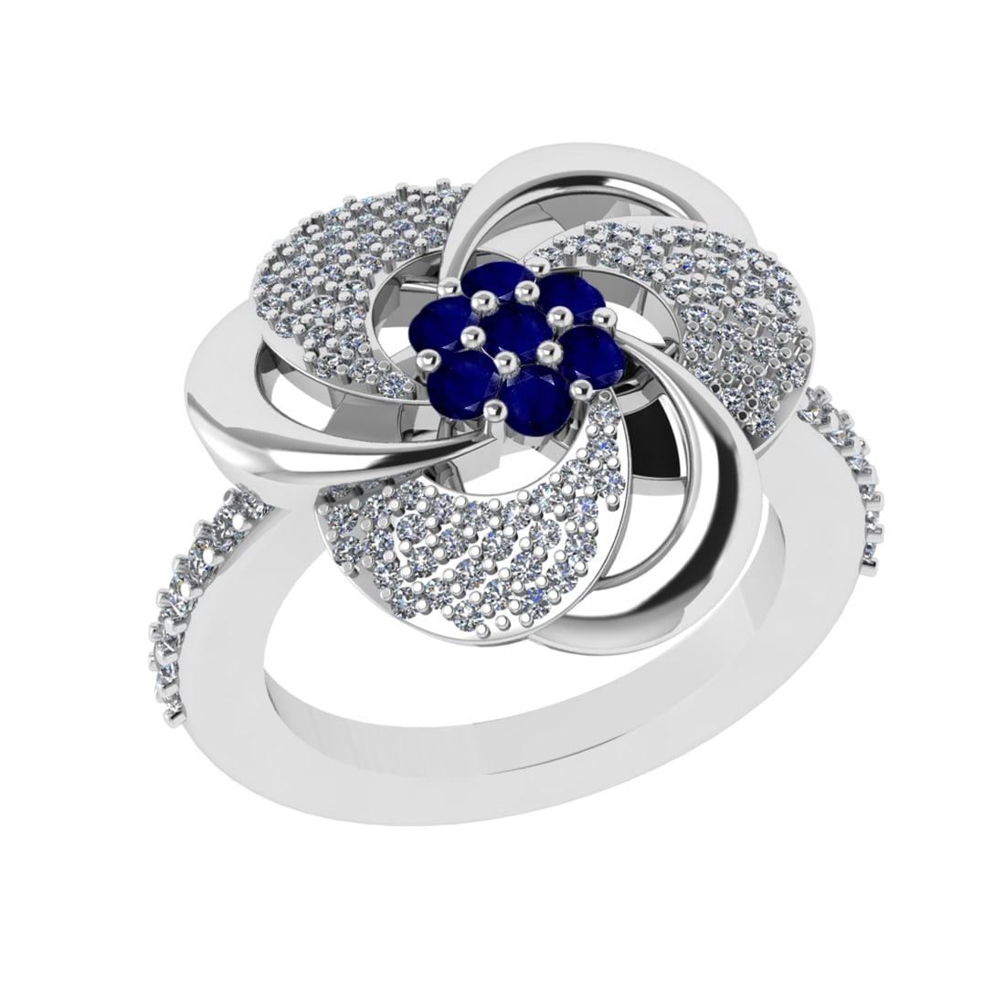 0.90 Ctw VS/SI1 Blue Sapphire and Diamond 14k white Gold Engagement Ring(AL: Center Stone Weight :-0.27 Ctw ( Round Cut) Center Stone Color :-Blue Sapphire Center Stone Setting : Prong Side Diamond Weight Of Ctw :- 0.63 Ctw Color : J-K Clarity : VS/SI1 Daimond Setting : Prong 