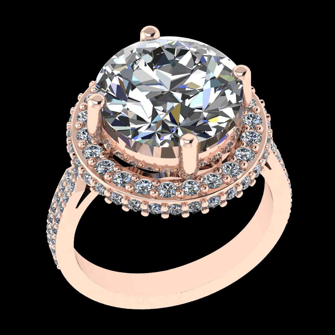 4.21 Ctw VS/SI1 Diamond 10k Rose Gold Engagement Ring (ALL DIAMOND ARE LAB: Center Daimond Weight :-2.90 Ctw ( Round Cut) Color : J-K Clarity : VS/SI1 Side Diamond Weight Of Ctw 1.31 Ctw Color : J-K Clarity : VS/SI1 Daimond Setting : Prong Metal Weight : Approx 7.21 gram 10k