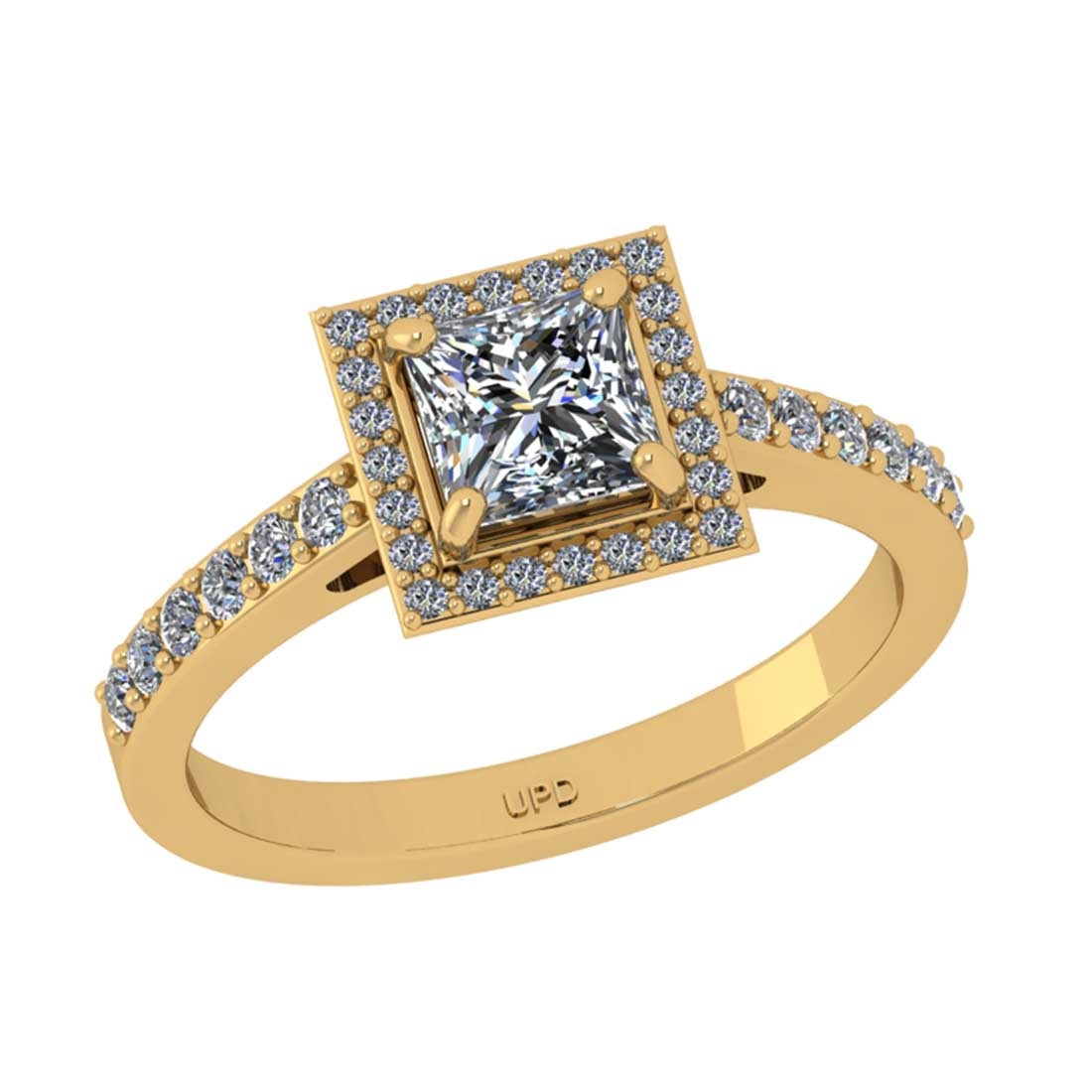 1.08 Ctw VS/SI1 Diamond 10K Yellow Gold Engagement Hiden Halo Ring: Center Diamond Weight : 0.75 Ctw ( Princess Cut) Center Diamond Color :-J-K Center Stone Setting : Prong Clarity : VS/SI1 Total Weight Of Ctw 0.33 Ctw Color : J-K Clarity : VS/SI1 Stone Setting : Pron