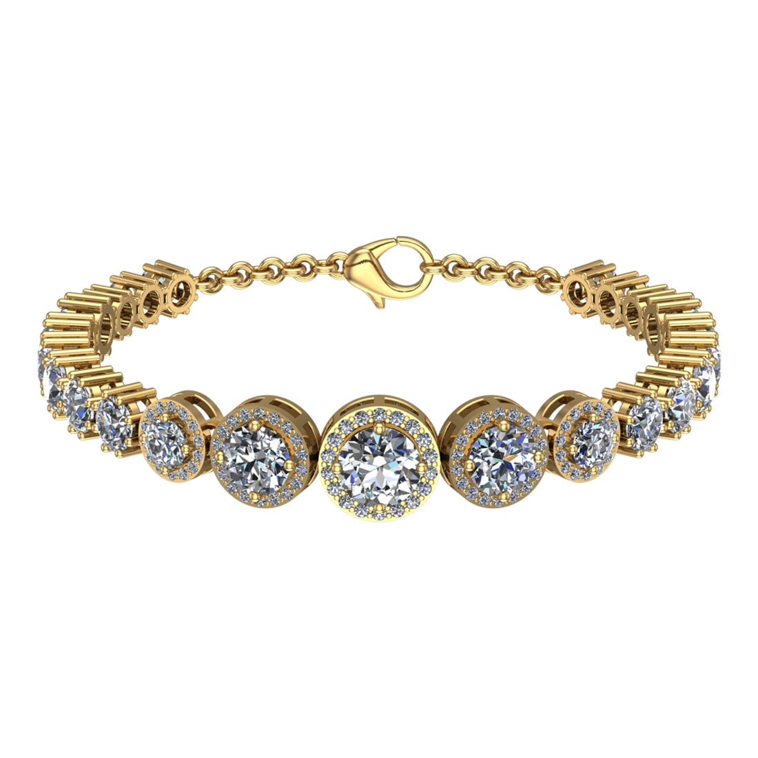 15.03 Ctw SI1/SI2 Diamond 14k Yellow Gold Bracelet (ALL DIAMOND ARE LAB GRO: Total Daimond Weight :-15.03 Ctw Color : G-H Clarity : SI1/SI2 Setting : Prong Metal Weight : Approx 29.11 gram 14k Yellow Gold Bracelet (ALL DIAMOND ARE LAB GROWN) Current Size 7.5 inch #3SS65488v15