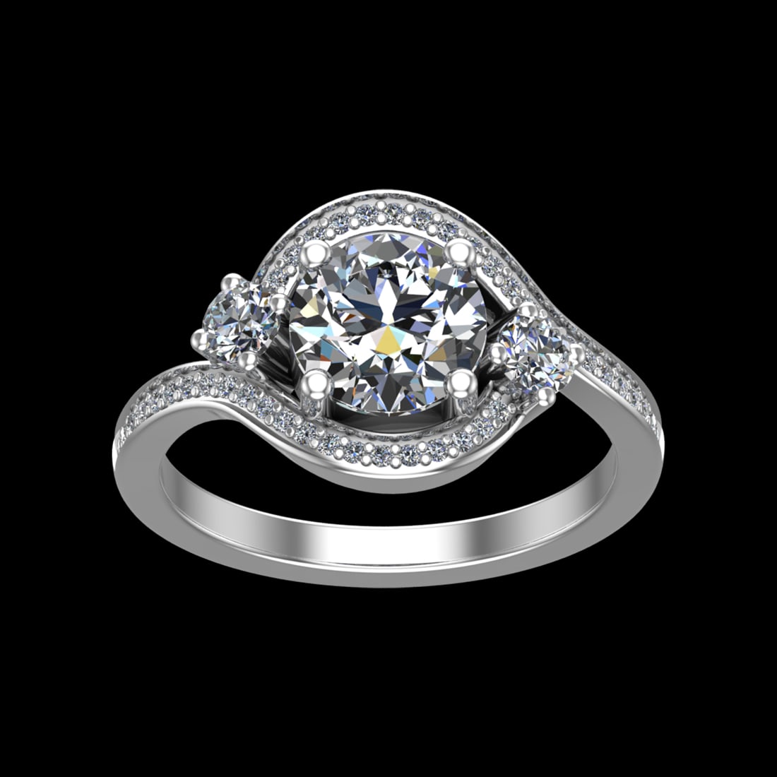 2.55 Ctw VS/SI1 Diamond Prong Set 10k white Gold Engagement Ring: Center Daimond Weight :-2.00 Ctw ( Round Cut) Color : J-K Clarity : VS/SI1 Side Diamond Weight Of Ctw 0.55 Ctw Color : J-K Clarity : VS/SI1 Daimond Setting : Prong Metal Weight : Approx 5.37 gram 10k 