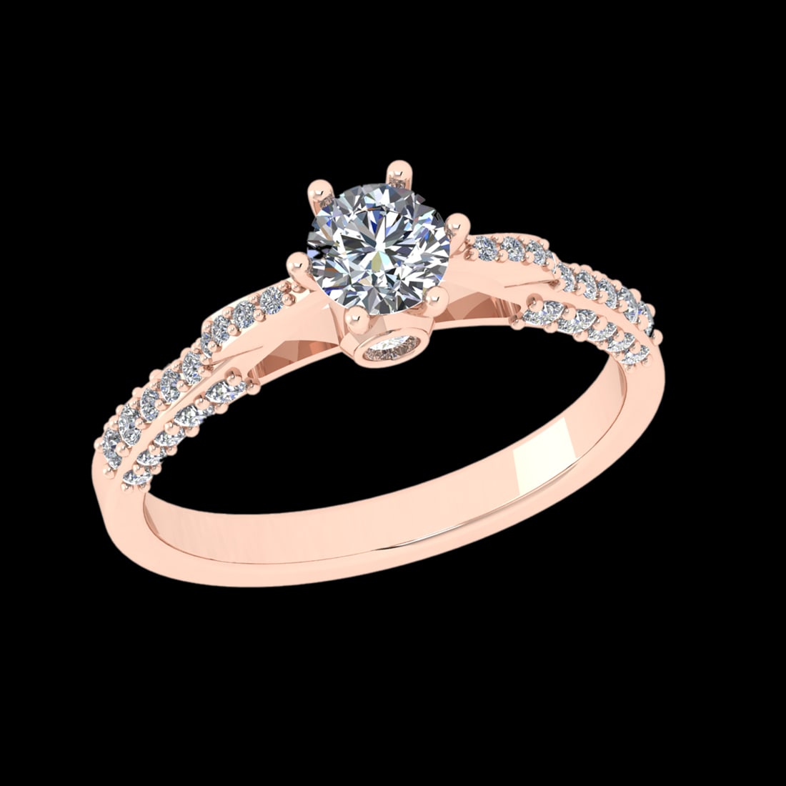 0.93 Ctw VS/SI1 Diamond 10k Rose Gold Engagement Ring (ALL DIAMOND ARE LAB: Center Daimond Weight :-0.50 Ctw ( Round Cut) Color : J-K Clarity : VS/SI1 Side Diamond Weight Of Ctw 0.43 Ctw Color : J-K Clarity : VS/SI1 Daimond Setting : Prong Metal Weight : Approx 3.53 gram 10k 