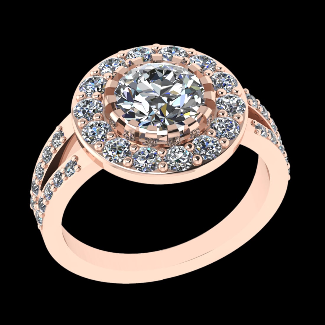2.21 Ctw VS/SI1 Diamond Prong Set 10K Rose Gold Engagement Ring (ALL DIAMON: Center Diamond Weight :-1.25 Ctw ( Round cut) Color :- J-K Clarity : I2/I3 Center Stone Setting : Prong Side Diamond Weight Of Ctw 0.96Ctw Color : J-K Clarity : VS/SI1 Stone Setting : Prong Metal Weig