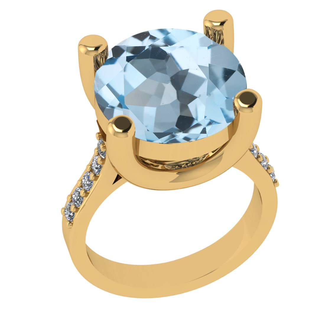 3.25 Ctw VS/SI1 Blue Topaz And Diamond 14K Yellow Gold Engagement Ring( ALL (1 of 2)