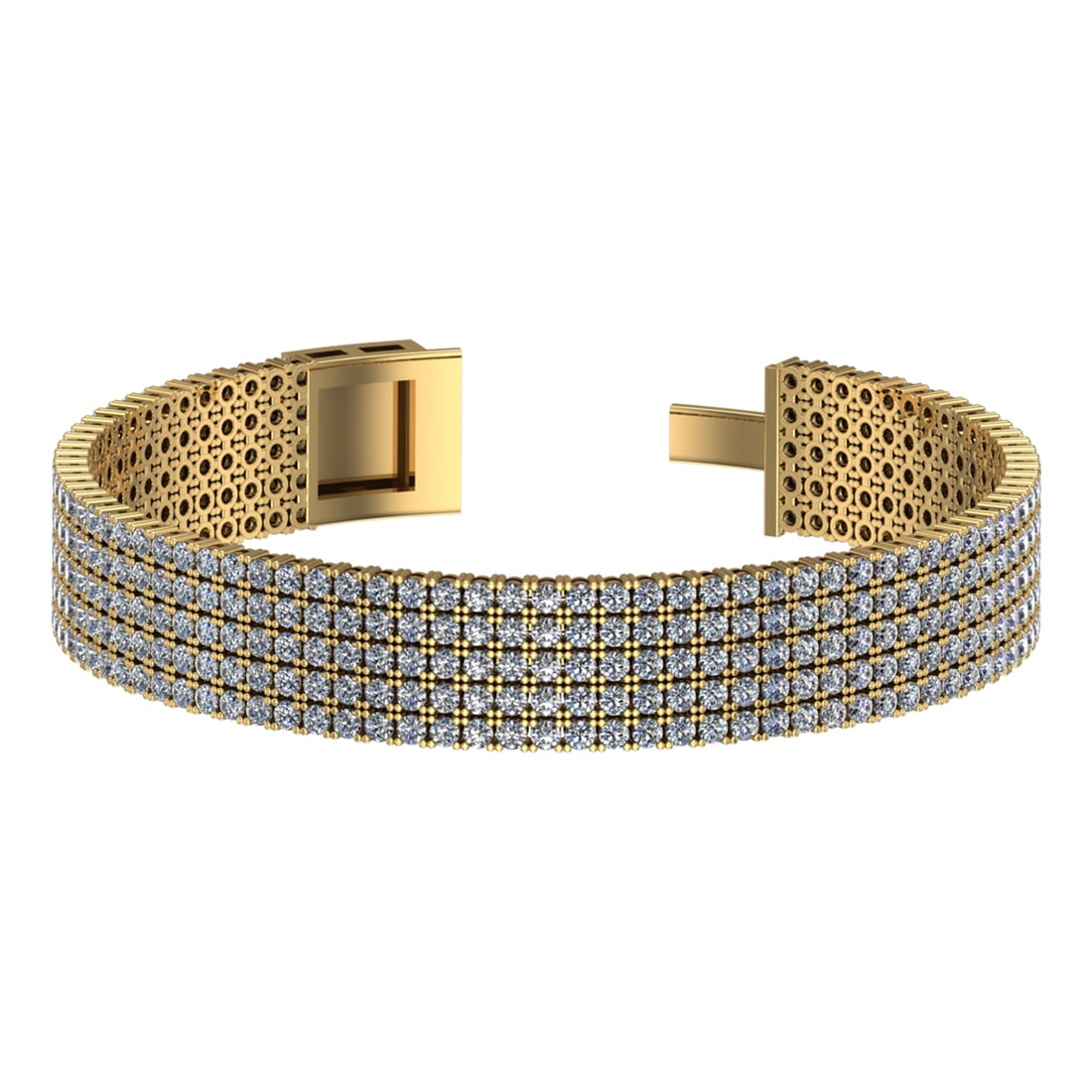 11.25 Ctw VS/SI1 Diamond Prong Set 14k Yellow Gold Bracelet: Total Daimond Weight :-11.25 Ctw Color : G-H Clarity : VS/SI1 Setting : Prong Metal Weight : Approx 29.10 gram 14k Yellow Gold Bracelet (ALL DIAMOND ARE LAB GROWN ) T4-2.0-5CB #3SS96467v15