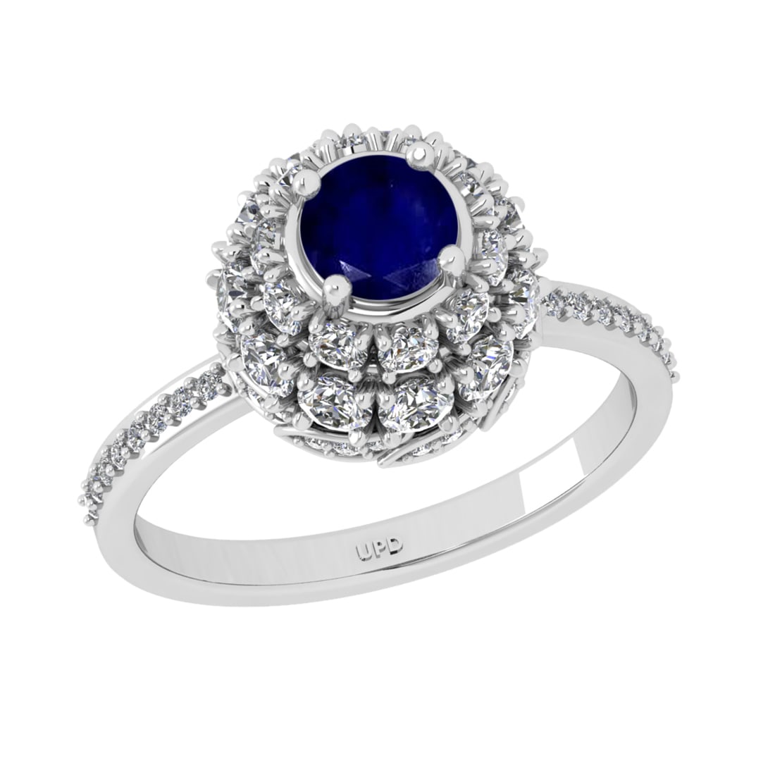 2.00 Ctw VS/SI1 Blue sapphire and Diamond Prong Set 14K White Gold Engageme: Center stone Weight :-: 0.90 Ctw ( Round Cut) Color :- Blue sapphire Center Stone Setting : Prong Side Diamond Weight Of Ctw 1.10 Ctw Color : J-K Clarity : VS/SI1 Stone Setting : Prong Metal Weight : 