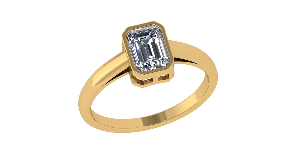 1.10 Ctw SI2/SI1 Diamond Bezel Set 14k Yellow Gold Solitaire Ring: Center Daimond Weight :-1.10 Ctw ( Emerald Cut) Color : G-H Clarity : SI2/SI1 Daimond Setting : Bezel Metal Weight : Approx 2.80 gram 14k Yellow Gold Solitaire Ring Current Ring Size 6 (ALL DIAMOND AR