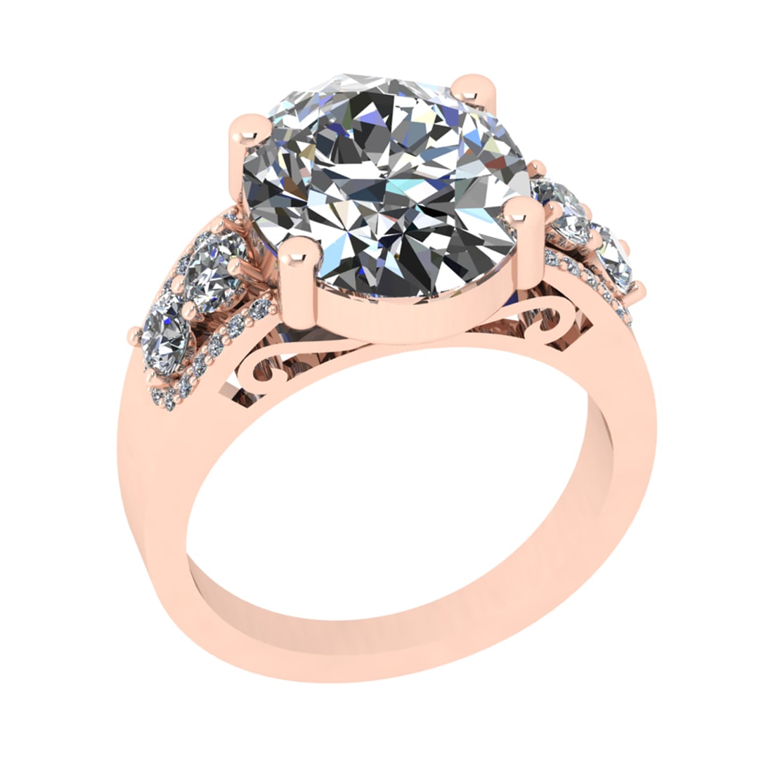 4.24 Ctw SI2/SI1 Diamond Prong Set 14k Rose Gold Engagement Ring: Center Daimond Weight :-3.50 Ctw ( Oval Cut) Color : G-H Clarity : SI2/SI1 Side Diamond Weight Of Ctw 0.74 Ctw Color : G-H Clarity : SI2/SI1 Daimond Setting : Prong Metal Weight : Approx 5.60 gram 14k