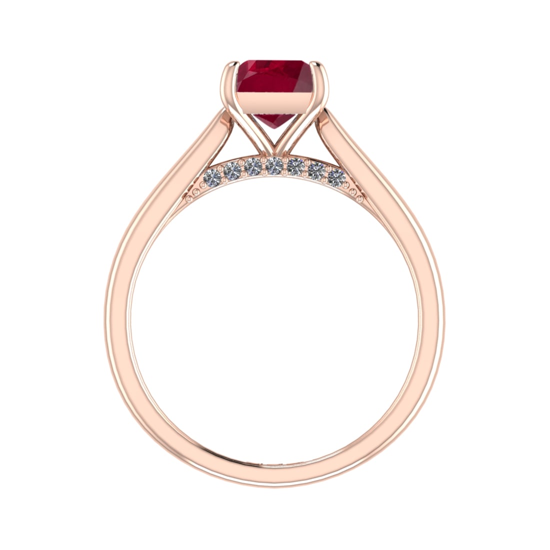 0.82 Ctw VS/SI1 Ruby and Diamond 14k Rose Gold Engagement Ring (ALL DIAMOND: Center Stone Weight :-0.75 Ctw ( Princess Cut) Center Stone Color :-Ruby Center Stone Setting : Prong Side Diamond Weight Of Ctw :- 0.07 Ctw Color : J-K Clarity : VS/SI1 Daimond Setting : Prong Metal 