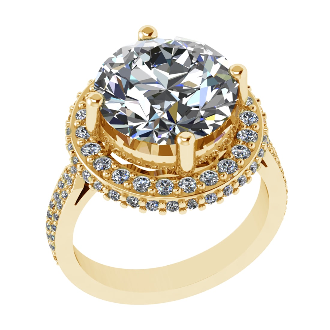 4.21 Ctw VS/SI1 Diamond Prong Set 14k Yellow Gold Engagement Ring: Center Daimond Weight :-2.90 Ctw ( Round Cut) Color : G-H Clarity : VS/SI1 Side Diamond Weight Of Ctw 1.31 Ctw Color : G-H Clarity : VS/SI1 Daimond Setting : Prong Metal Weight : Approx 7.21 gram 14k 