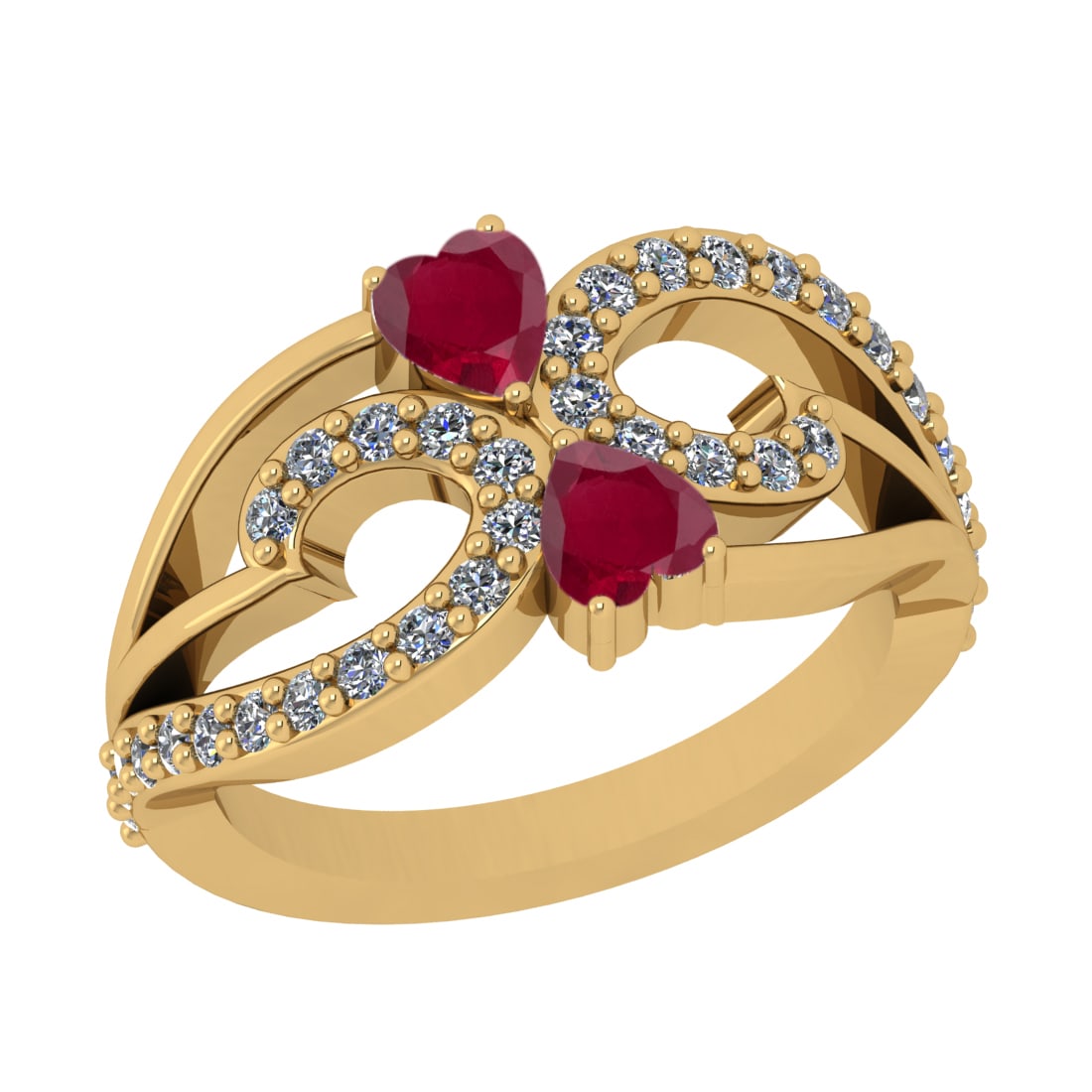 1.01 Ctw VS/SI1 Rubyand Diamond Prong Set 14k Yellow Gold Engagement Ring: Center Stone Weight :-0.50 Ctw ( Heart Cut ) Center Stone Color :-Ruby Center Stone Setting : Prong Side Diamond Weight Of Ctw :- 0.51 Ctw Color : J-K Clarity : VS/SI1 Daimond Setting : Prong Metal We
