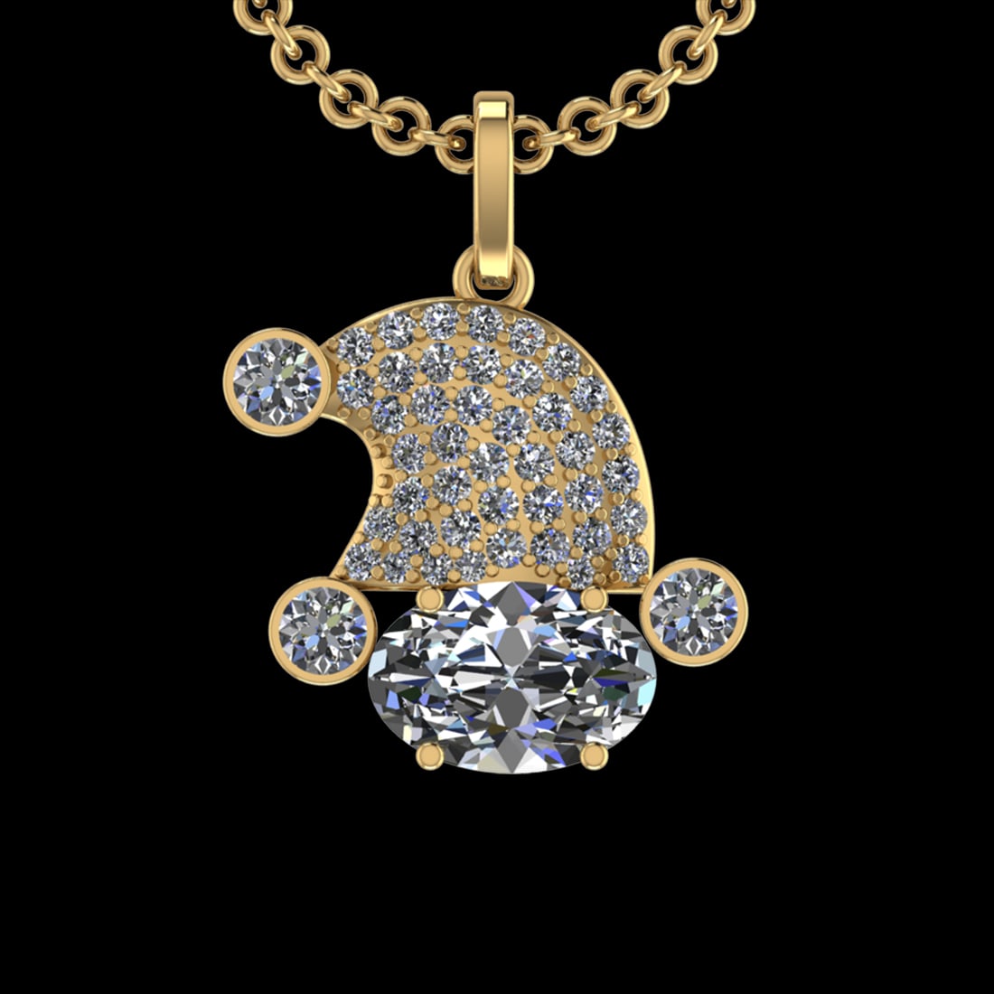 4.36 Ctw VS/SI1 Diamond 10k Yellow Gold Christmas Theme Pandant (ALL DIAMON: Center Daimond Weight :-3.00 Ctw ( Oval Cut) Color : G-H Clarity : VS/SI1 Side Diamond Weight Of Ctw 1.36 Ctw Color : G-H Clarity : VS/SI1 Daimond Setting : Prong Metal Weight : Approx 5.15 gram 10k Y