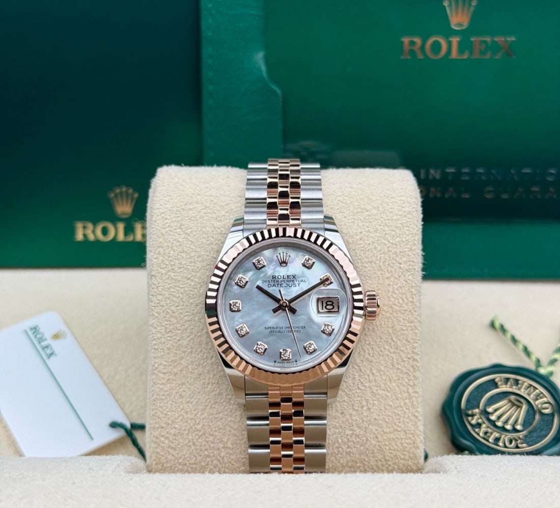 28mm Two-Tone Oysterperpetual Fluted Jubilee MOP Diamond Dial Rolex Ref 279