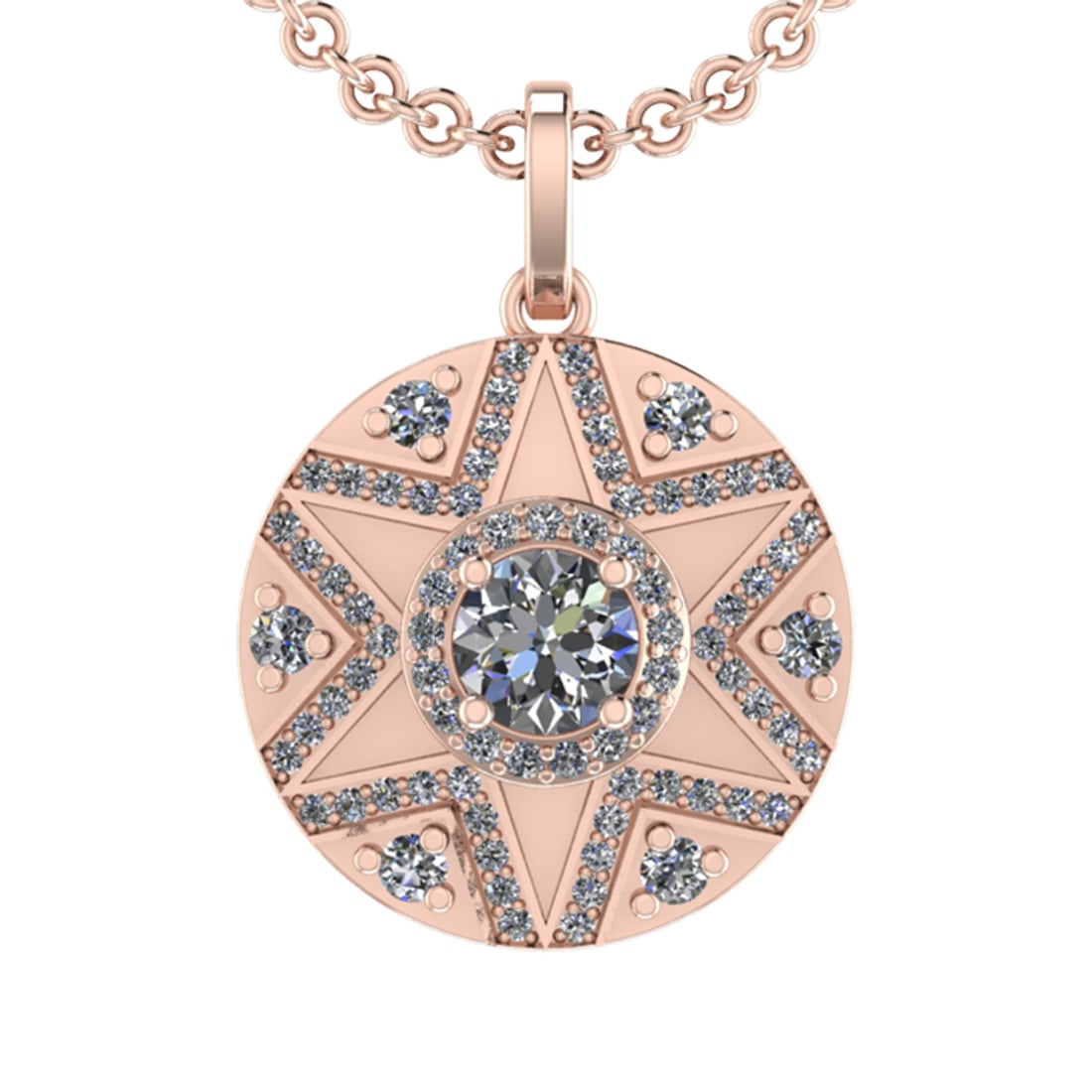 1.86 Ctw VS.SI1 (ALL DIAMOND ARE LAB GROWN ) Diamond 14k Rose Gold Necklace: Center Daimond Weight :-0.84 Ctw ( Round Cut) Color : G-H Clarity : VS.SI1 (ALL DIAMOND ARE LAB GROWN ) Side Diamond Weight Of Ctw 1.02 Ctw Color : G-H Clarity : VS.SI1 (ALL DIAMOND ARE LAB GROWN ) Da