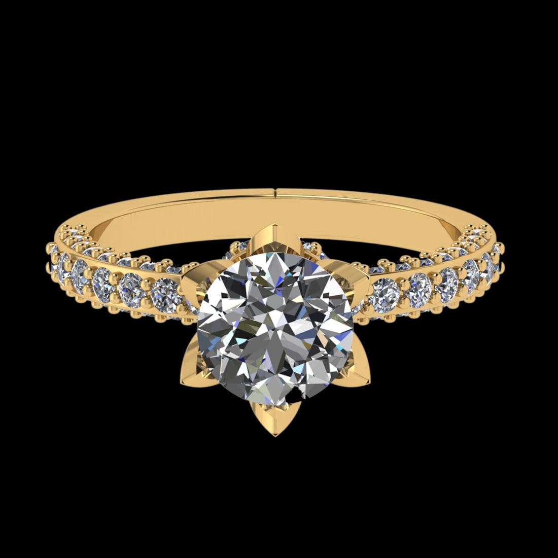 2.17 Ctw VS/SI1 Diamond 10k Yellow Gold Engagement Ring (ALL DIAMOND ARE LA: Center Daimond Weight :-1.30 Ctw ( Round Cut) Color : J-K Clarity : VS/SI1 Side Diamond Weight Of Ctw 0.87 Ctw Color : J-K Clarity : VS/SI1 Daimond Setting : Prong Metal Weight : Approx 3.86 gram 10k 