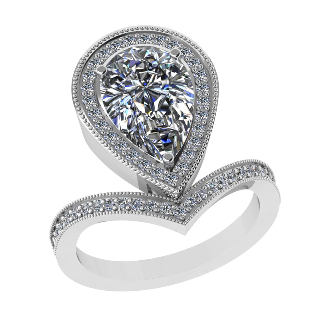 2.63 CtwVS/SI1 Diamond 14K White Gold Engagement Ring: Center Diamond Weight : 2.20 Ctw (Pear Cut) Center Diamond Color :-J-K Center Stone Setting : Prong Clarity :VS/SI1 Total Weight Of Ctw 0.43 Ctw Color : J-K Clarity :VS/SI1 Stone Setting : Prong