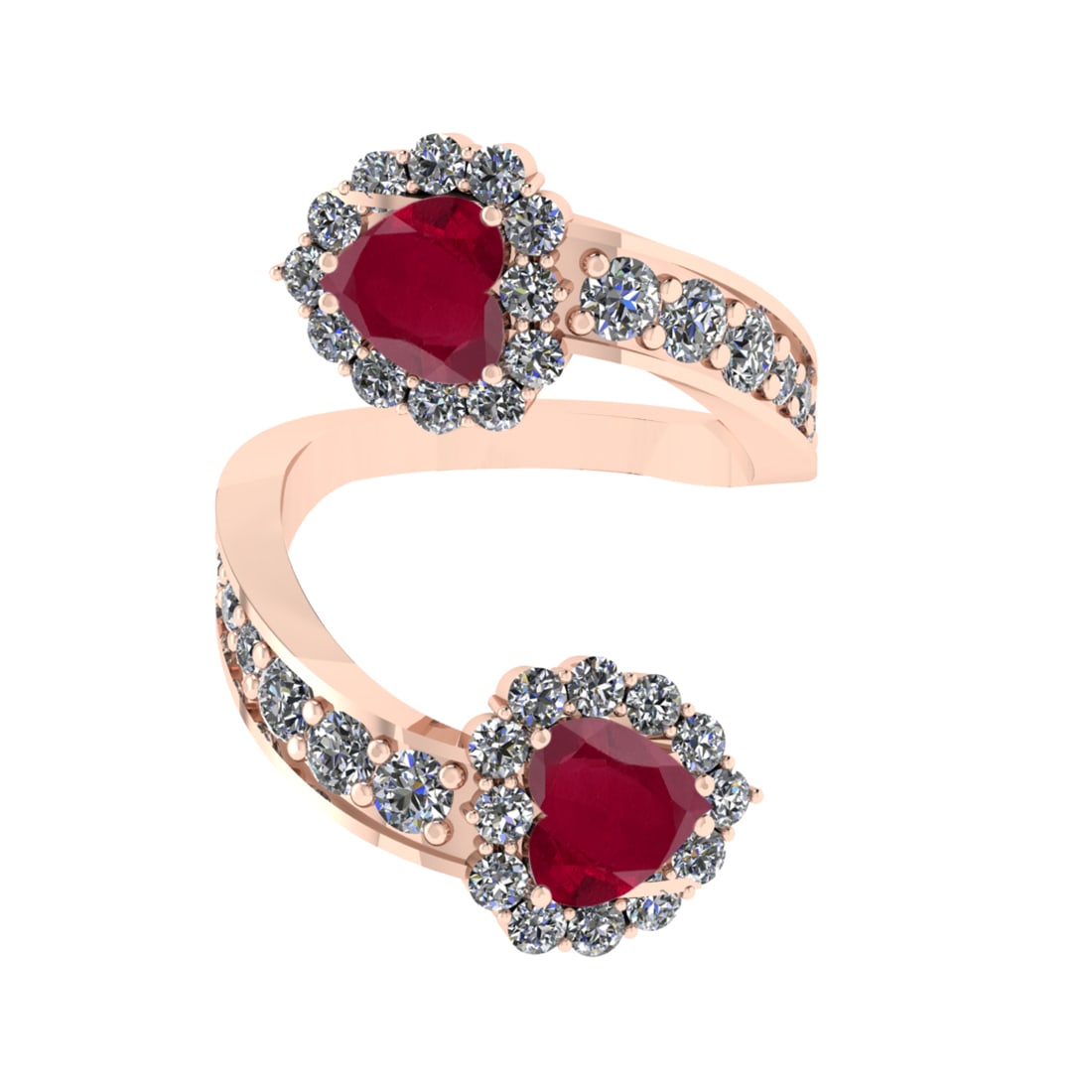 4.24 Ctw VS/SI1 Ruby and Diamond14K Rose Gold Engagement Ring: Center Stone Weight : 2.00 Ctw (Heart Cut) Center Stone Color :-Ruby Center Stone Setting : Prong Side Diamond Weight Of Ctw 2.24 Ctw Color : J-K Clarity : VS/SI1 Stone Setting : Prong Metal Weight : 