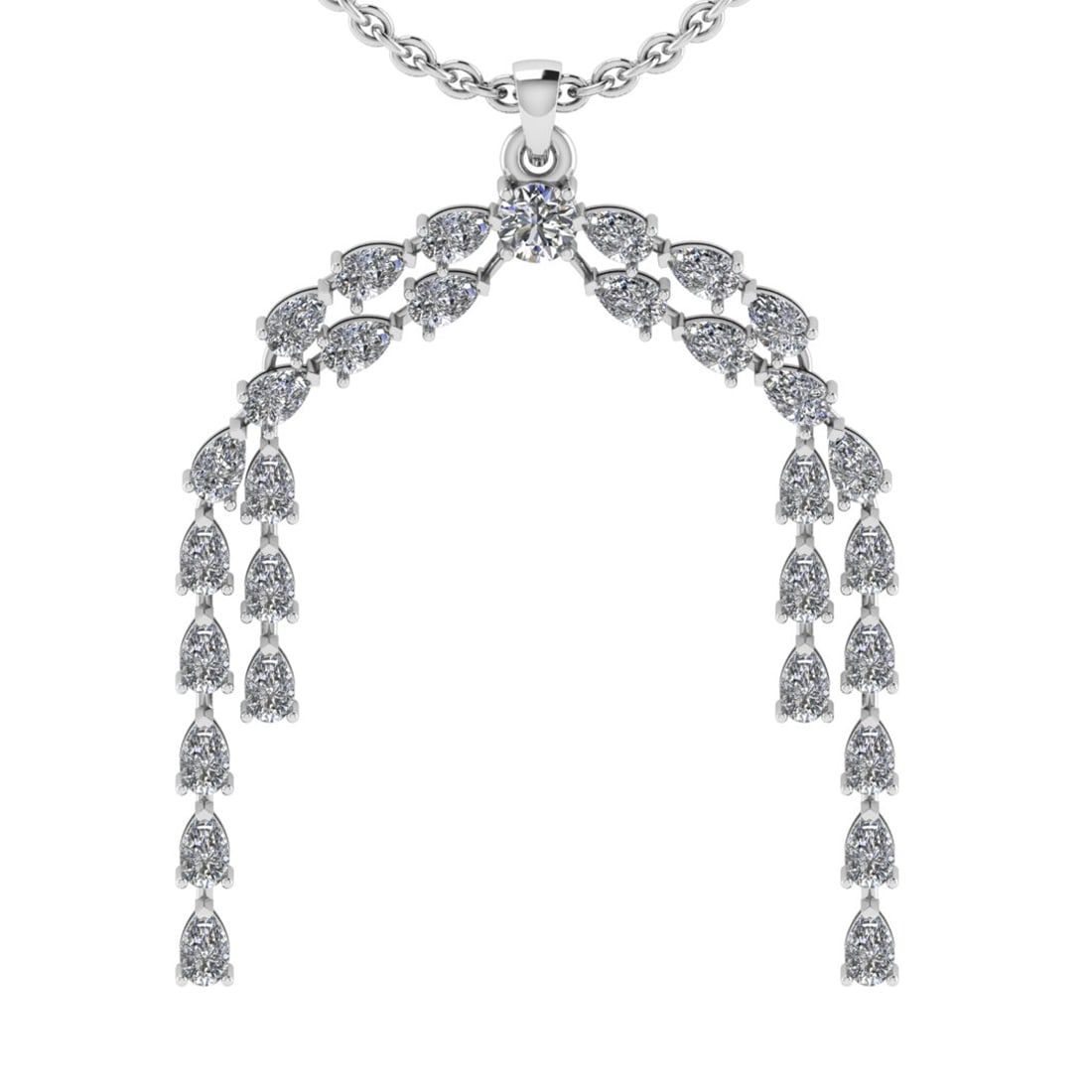 8.00 Ctw VS/SI1 Diamond 10K White Gold Pendant (ALL DIAMOND ARE LAB GROWN): Center Diamond Weight : 0.50 Ctw (Round Cut) Color : J-K Clarity : VS/SI1 Setting : Prong Side Weight Of Ctw 7.50 Ctw Color : J-K Clarity : VS/SI1 Stone Setting : Prong Metal Weight : Approx 7.90 gram