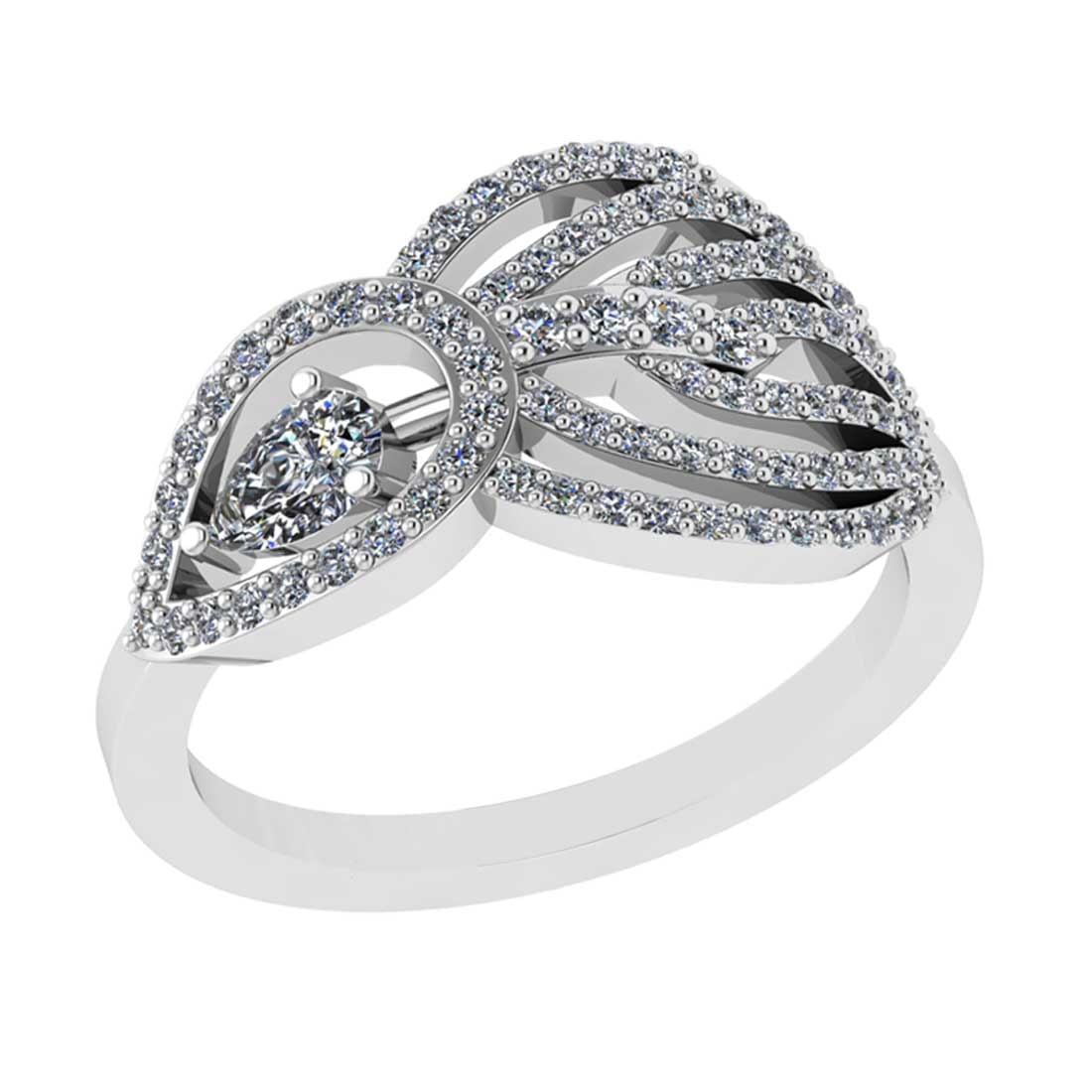 0.67 Ctw VS/SI1 Diamond 14K White Gold Vintage Style Engagement Ring: Center Diamond Weight : 0.25 Ctw (Pear Cut) Center Color :-G-H Center Stone Clarity :- VS/SI1 Center Stone Setting : Prong Side Stone Weight Of Ctw 0.42 Ctw Side Stone Color : G-H Stone Clarity : VS/S