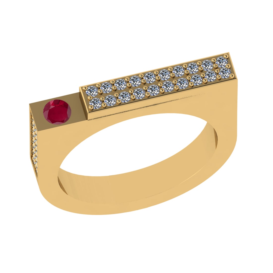 0.48 Ctw VS/SI1 Ruby and Diamond 14K Yellow Gold Engagement Ring (ALL DIAMO: Center stone Weight :-0.10 Ctw ( Round Cut) Center Stone Color :- Ruby Center Stone Setting : Prong Side Diamond Weight Of Ctw 0.38 Ctw Color : G-H Clarity : VS/SI1 Stone Setting : Prong Metal Weight 