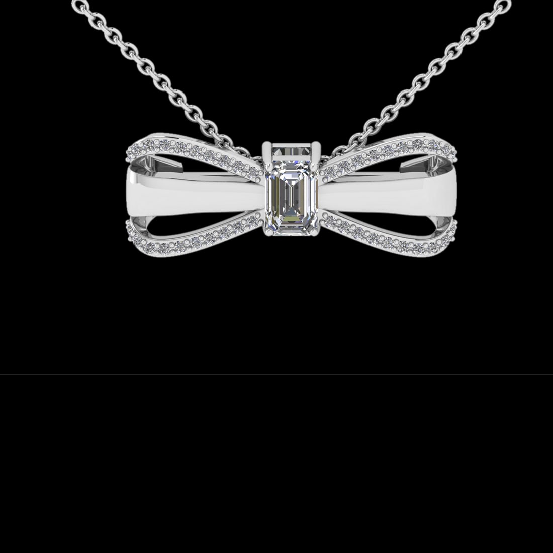 0.70 Ctw VS/SI1 Diamond 18K White Gold Necklace (ALL DIAMOND ARE LAB GROWN: Center Diamond Weight :-0.50 Ctw (1pec Emerald cut) Color :- G-H Clarity : VS/SI1 Center Stone Setting : Prong Side Diamond Weight Of Ctw 0.20 Ctw Color : G-H Clarity : VS/SI1 Stone Setting : Prong Me