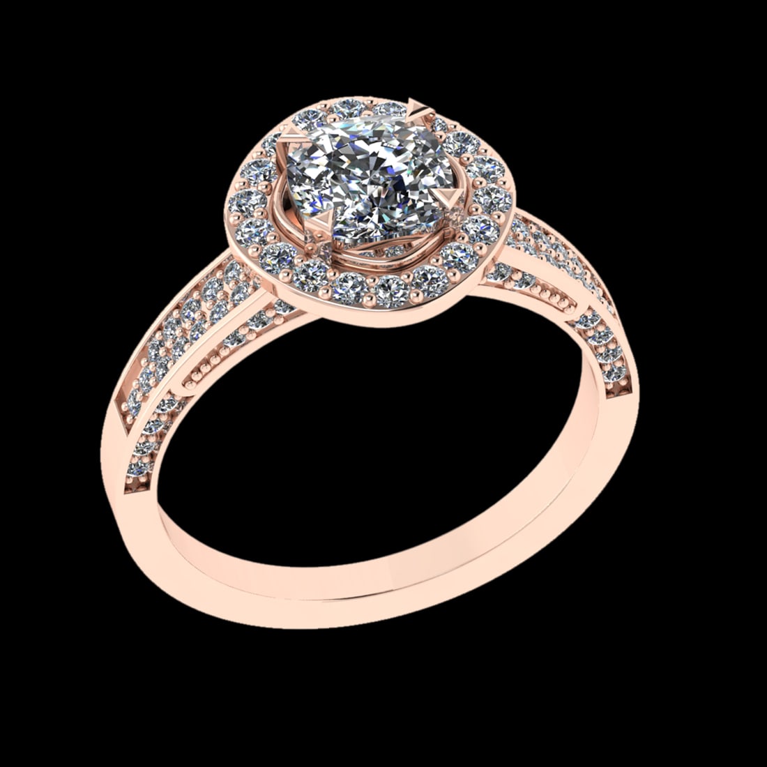 1.65 Ctw VS/SI1 Diamond Prong Set 18K Rose Gold Engagement Ring: Center Diamond Weight :-1.00 Ctw ( Cushion Cut) Color :- G-H Clarity : VS/SI1 Center Stone Setting : Prong Side Diamond Weight Of Ctw 0.65 Ctw Color : G-H Clarity : VS/SI1 Stone Setting : Prong Metal 