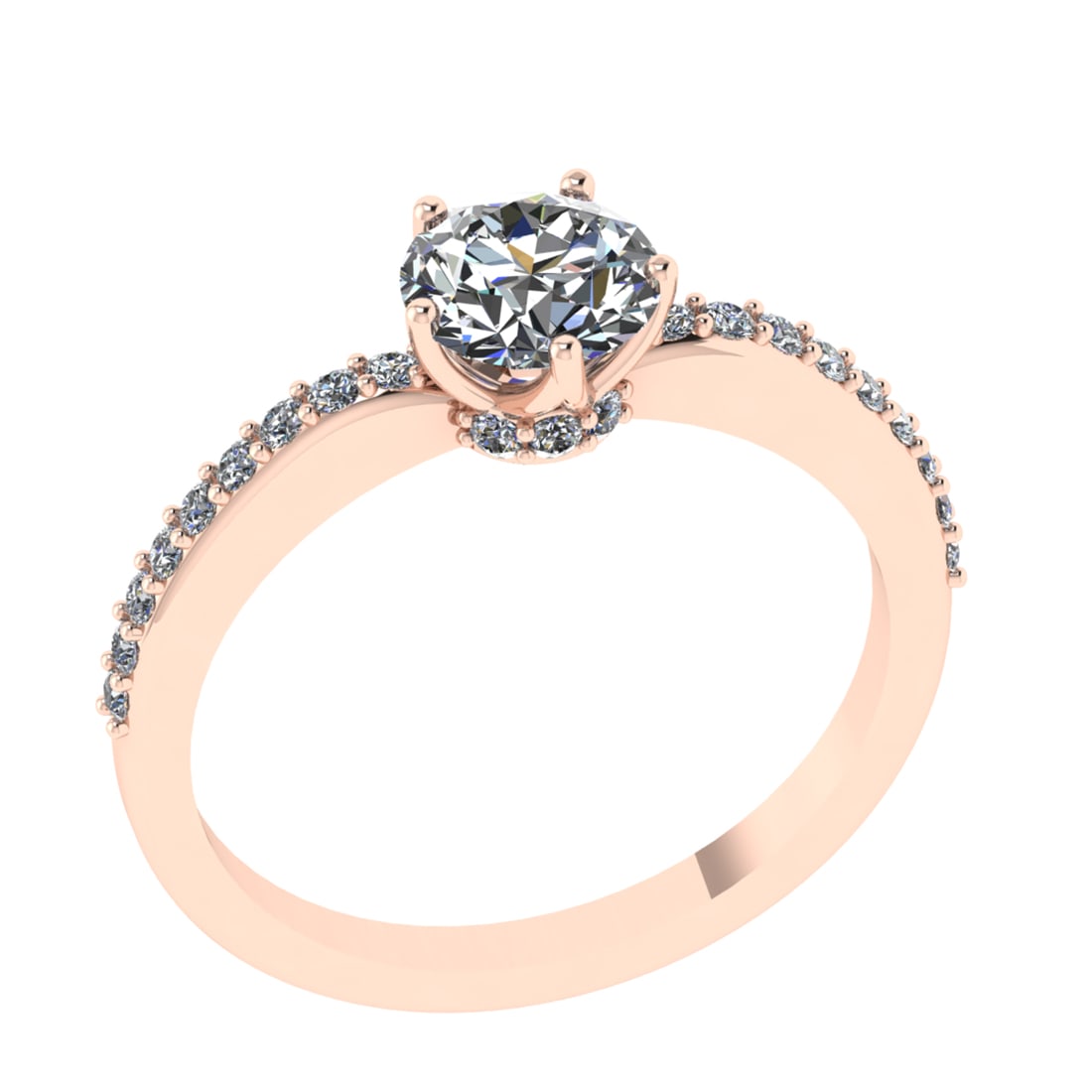 1.10 Ctw SI1/SI2 Diamond 14k Rose Gold Engagement Ring (ALL DIAMOND ARE LAB: Center Daimond Weight :-0.84 Ctw ( Round Cut) Color : G-H Clarity : SI1/SI2 Side Diamond Weight Of Ctw 0.26 Ctw Color : G-H Clarity : SI1/SI2 Daimond Setting : Prong Metal Weight : Approx 3.18 gram 14