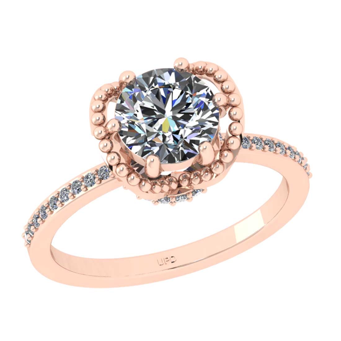 1.29 Ctw VS/SI1 Diamond 10K Rose Gold Engagement Hiden Halo Ring: Center Diamond Weight : 1.10 Ctw ( Round Cut) Center Diamond Color :-J-K Center Stone Setting : Prong Clarity : VS/SI1 Total Weight Of Ctw 0.19 Ctw Color : J-K Clarity : VS/SI1 Stone Setting : Prong M