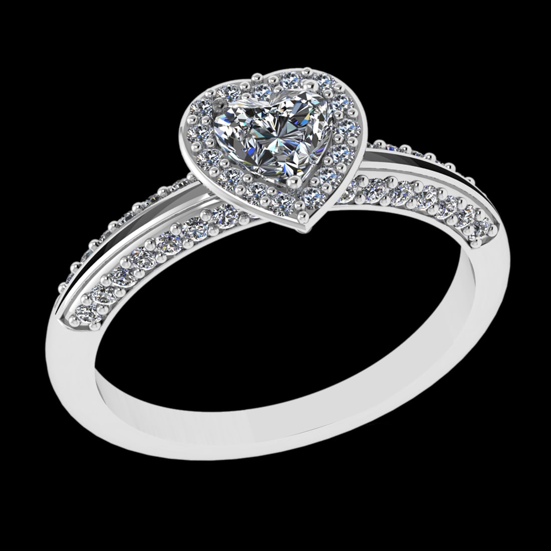 0.88 Ctw VS/SI1 Diamond 10k white Gold Engagement Ring (ALL DIAMOND ARE LAB: Center Daimond Weight :-0.50 Ctw ( Heart Cut) Color : J-K Clarity : VS/SI1 Side Diamond Weight Of Ctw 0.38 Ctw Color : J-K Clarity : VS/SI1 Daimond Setting : Prong Metal Weight : Approx 4.33 gram 10k 