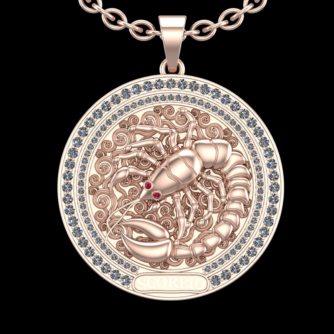 1.95 Ctw VS/SI1 Diamond 10K Rose Gold Sodiac Sign theme Pendant (ALL DIAMON: Total Diamond Weight :-1.95 Ctw (Round cut) Color :- J-K Clarity : VS/SI1 Setting : Prong Metal Weight : Approx 26.30gram 10K Rose Gold Sodiac Sign theme Pendant (ALL DIAMOND ARE LAB GROWN ) #3SS69824