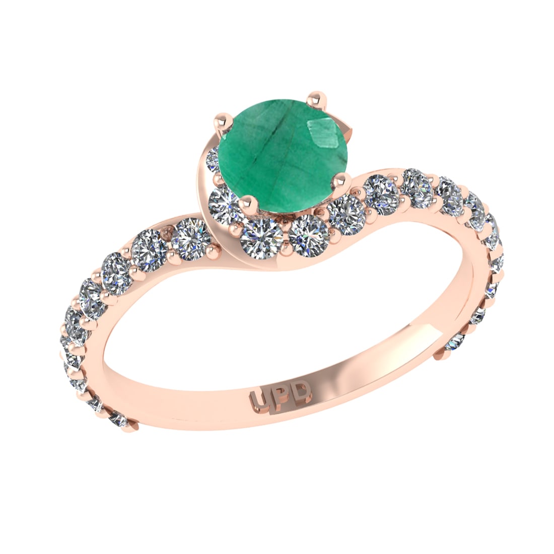 1.67 Ctw VS/SI1 Emerald and Diamond 14k Rose Gold Engagement Ring (ALL DIAM: Center Stone Weight :-0.84 Ctw ( Round Cut) Center Stone Color :-Emerald Center Stone Setting : Prong Side Diamond Weight Of Ctw :- 0.83 Ctw Color : J-K Clarity : VS/SI1 Daimond Setting : Prong Metal 