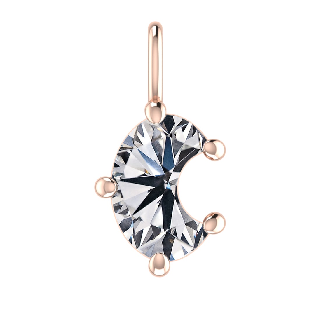 0.66 ctw VS Diamond Style Prong Set 14k Rose Gold Alphabet-C Pendant (ALL L