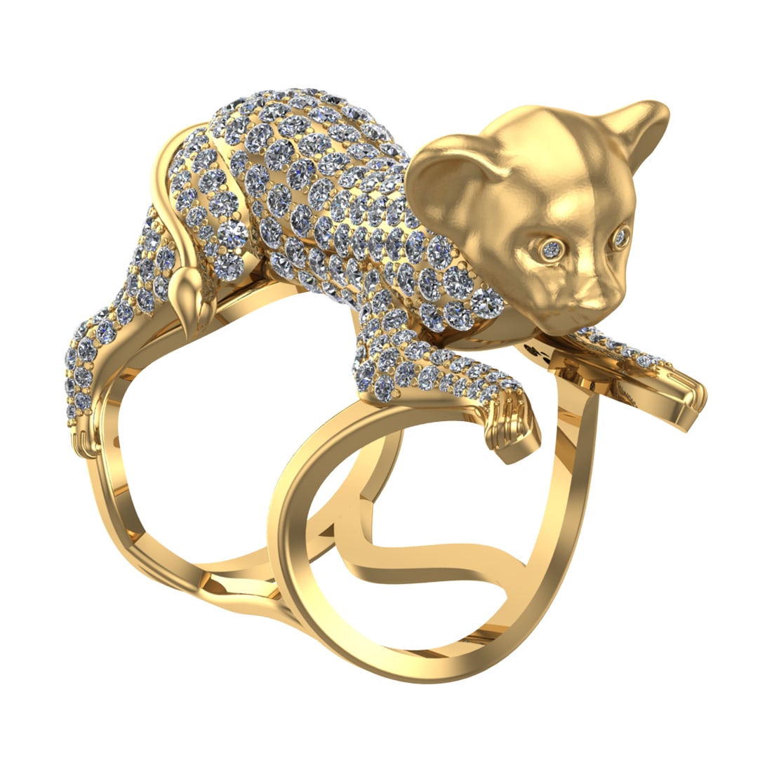 6.31 Ctw SI2/SI1 Diamond Prong Set 14k Yellow Gold Creature animal theme Ri: Total Daimond Weight :-6.31 Ctw Color : G-H Clarity : SI2/SI1 Setting : Prong Metal Weight : Approx 29.20 gram 14k Yellow Gold Creature animal theme Ring Size 8 (ALL DIAMOND ARE LAB GROWN) #3SS22582v1