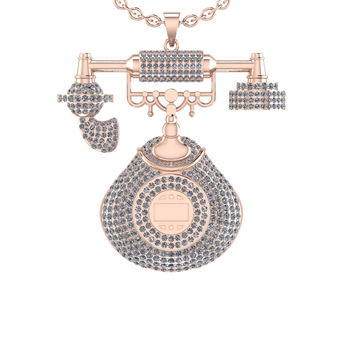 11.99 Ctw VS/SI1 Diamond 14K Rose Gold Hip Hop theme Pendant Necklace: Total Diamond Weight : 11.99 Ctw (Round cut) Center Diamond Color :- J-K Center Clarity : VS/SI1 Stone Setting : Prong Metal Weight : Approx 47.50 Gram 14K Rose Gold Hip Hop theme Pendant Necklace #3S