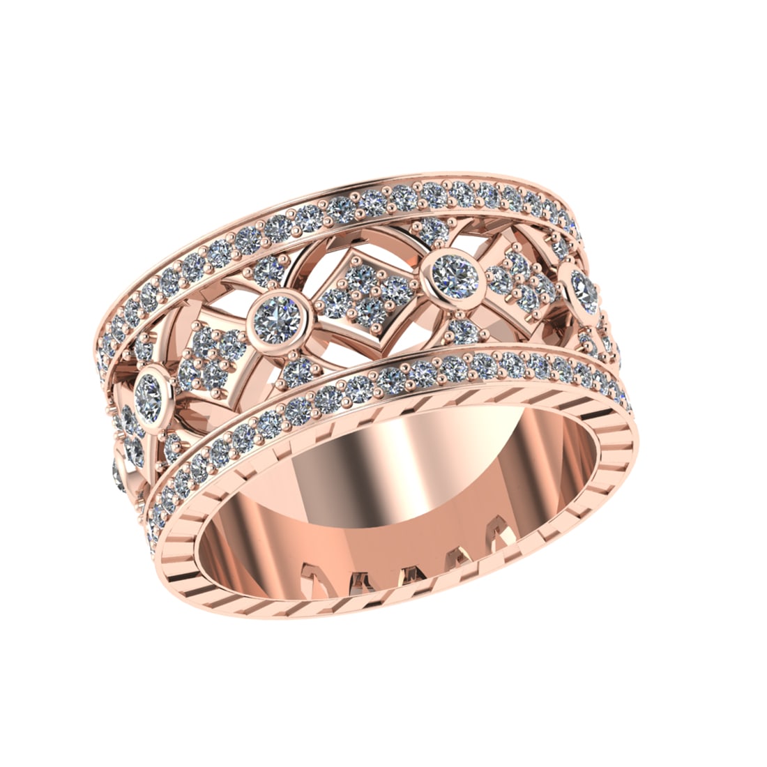 1.31 Ctw SI2/SI1 Diamond Prong Set 14k Rose Gold Eternity Band Ring: Total Daimond Weight :-1.31 Ctw Color : G-H Clarity : SI2/SI1 Setting : Prong Metal Weight : Approx 10.67 gram 14k Rose Gold Eternity Band Ring Current Ring Size 6 (ALL DIAMOND ARE LAB GROWN ) #3SS963