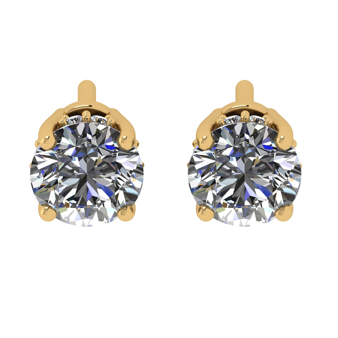1.08 Ctw VS/SI1 Diamond 14k Yellow Gold Stud Earrings (ALL DIAMOND ARE LAB: Center Daimond Weight :-1.00 Ctw ( Round Cut) Color : G-H Clarity : VS/SI1 Side Diamond Weight Of Ctw 0.08 Ctw Color : G-H Clarity : VS/SI1 Daimond Setting : Prong Metal Weight : Approx 1.51 gram 14k 