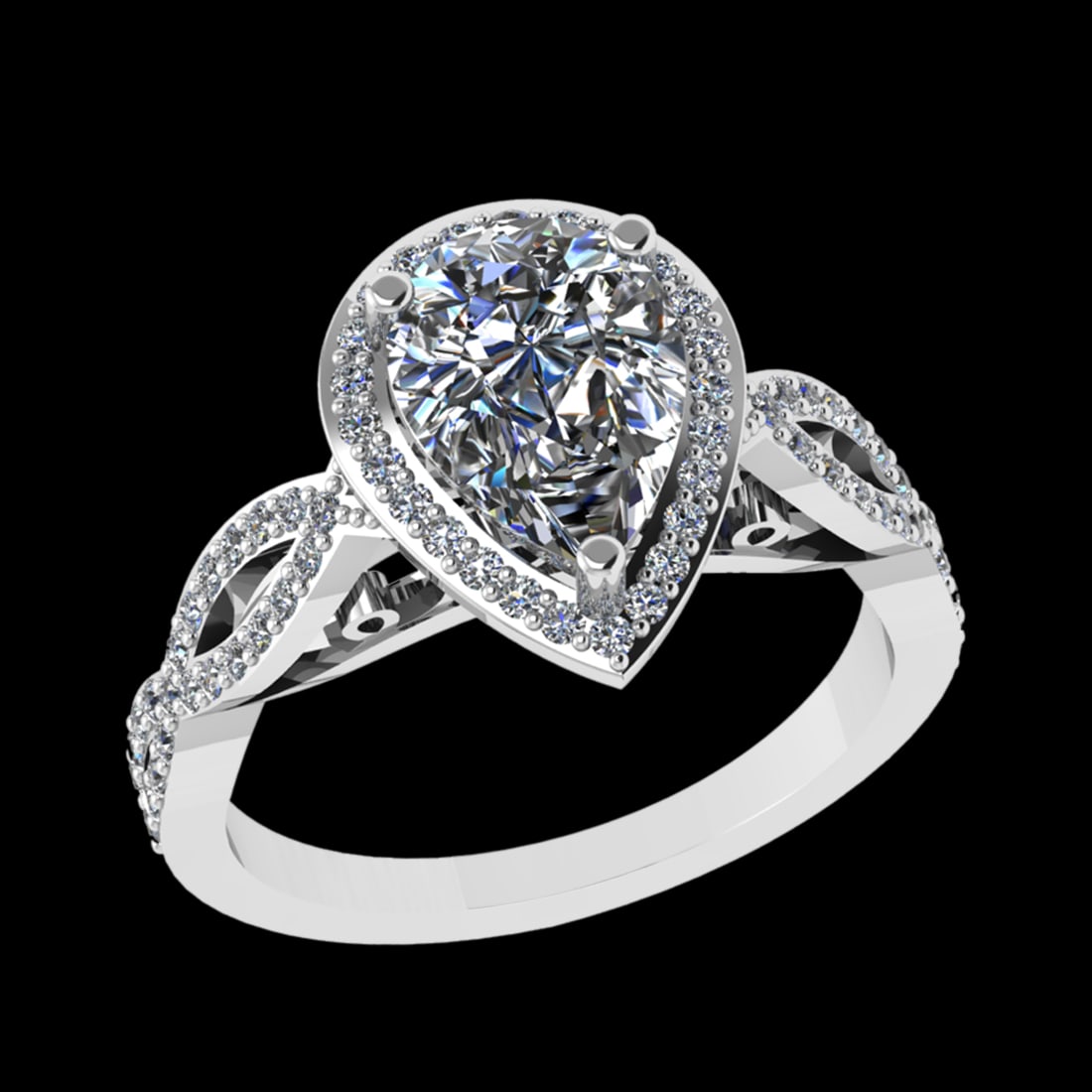 2.99 Ctw VS/SI1 Diamond 10k white Gold Engagement Ring (ALL DIAMOND ARE LAB: Center Daimond Weight :-2.50 Ctw ( Pear Cut) Color : J-K Clarity : VS/SI1 Side Diamond Weight Of Ctw 0.49 Ctw Color : J-K Clarity : VS/SI1 Daimond Setting : Prong Metal Weight : Approx 4.33 gram 10k W